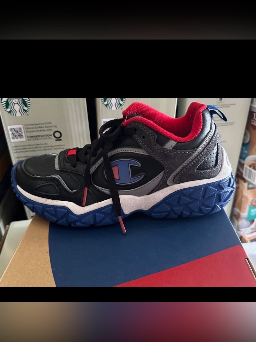 Champion Big Kids Tank Trak Athletic Sneakers Black Blue Red Size 5 M US